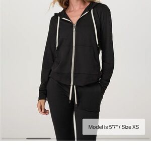 Vuori Women's Black Hoodie with White Accents
